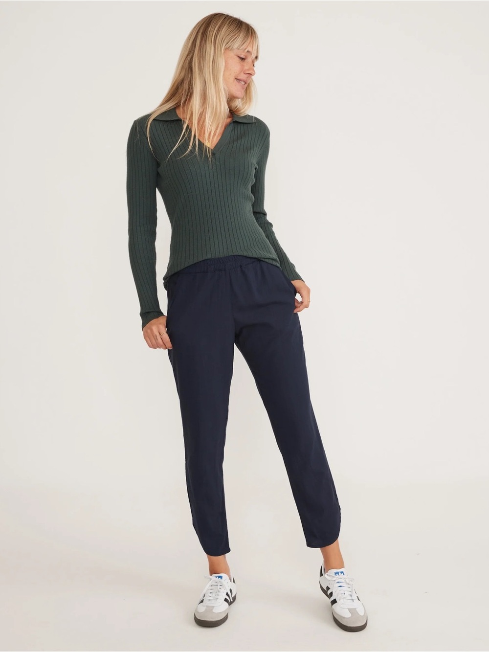 NWOT Marine Layer Allison Tapered Tulip Ankle Pants in Navy Blue